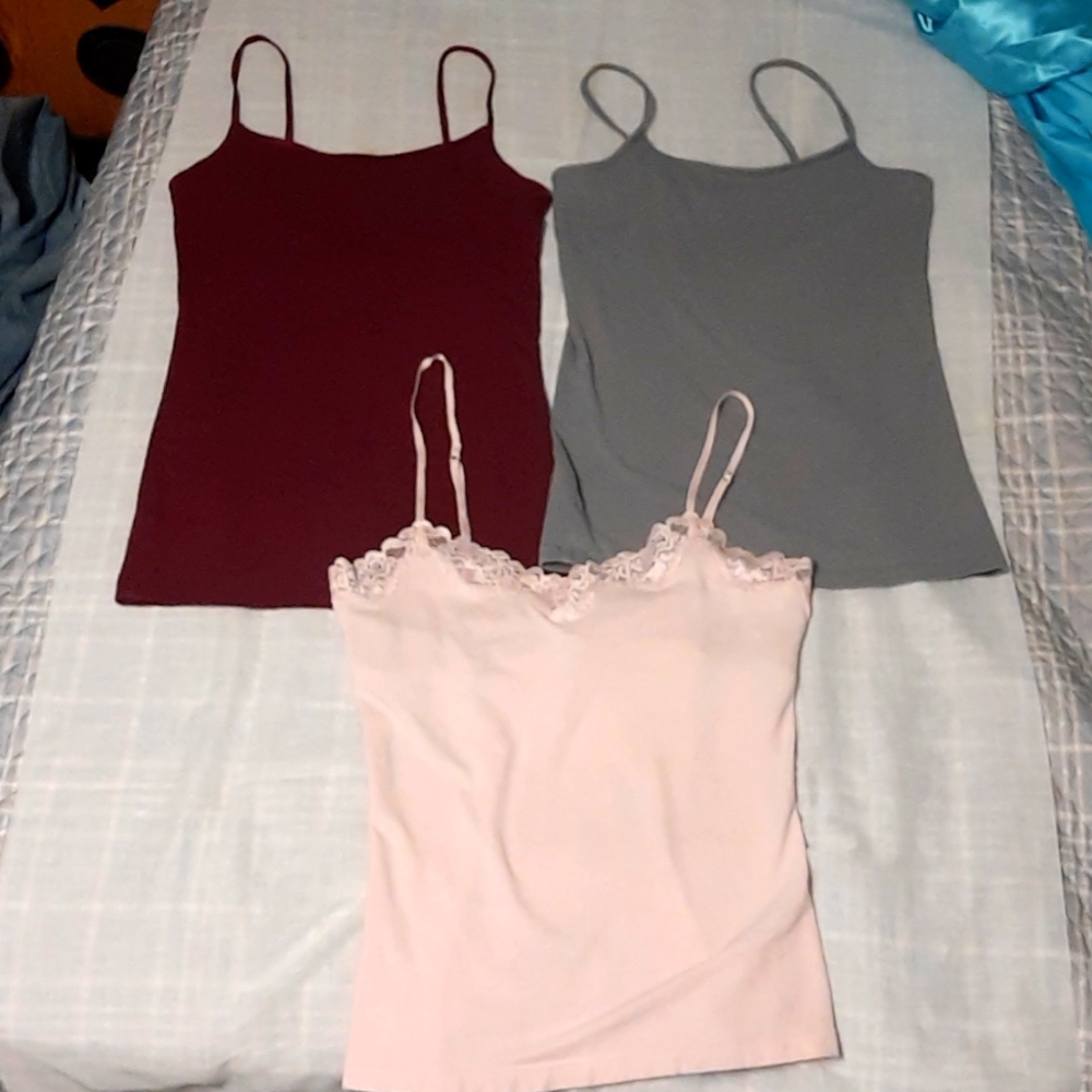 (3) cami tops, spaghetti strap tank tops size M  *Aeropostale,nobo, and Arizona*